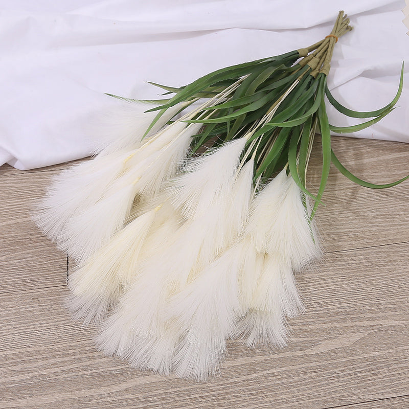 20" Artificial Pampas Grass Single Stem, Faux Silk Feather Reed for Wedding Decor & Modern Home Styling