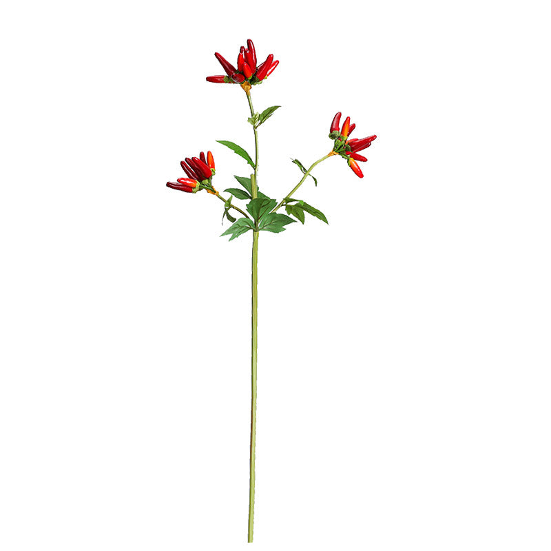 Artificial Chili Pepper Stem, Single Branch with 32 Blooms, 27" Tall for Home Decor, Wedding Centerpieces and Commercial Displays