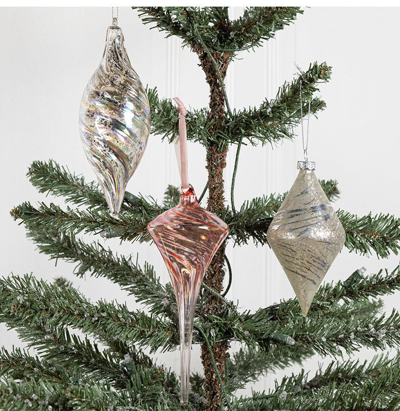 Bulk Christmas Glass Ornaments Sparkle Helical Drop Ornament for Christmas Tree Decor Wholesale