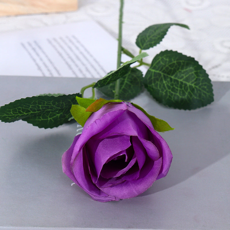 Artificial Rose Single Stem, Faux Silk Snow Mountain Rose with Bendable Stem, Wedding Bouquet & Home Decor