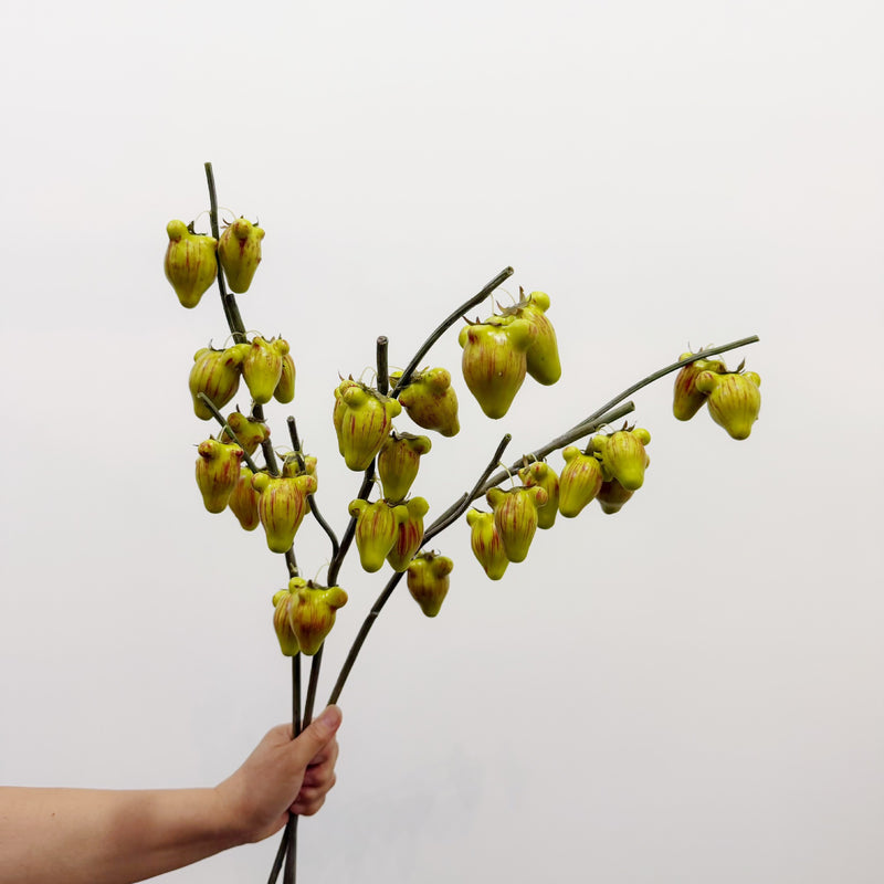 Artificial Golden Fruit Bush with 10 Fruits, Faux Fruit Branch Pick, Plastic & Foam, for Vase Arrangements & Home Decor