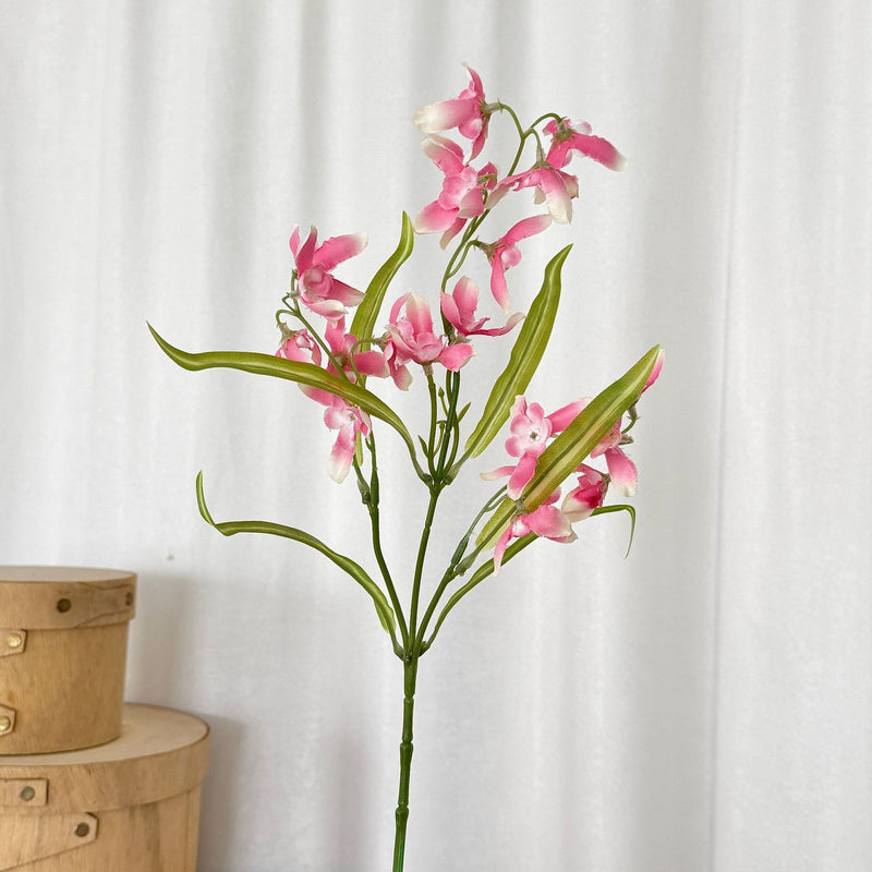 Artificial Cymbidium Orchid Stem, Single Silk-like Bush for Home Decor, Wedding Centerpieces, and Office Styling, 20" Tall