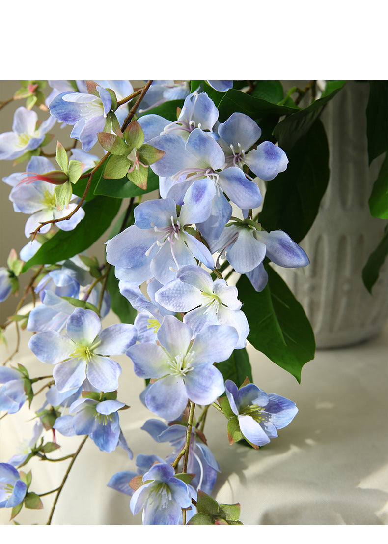 Artificial Jasmine Flower, Single Stem with 9 Blooms, 31" Tall, Silk-Like Fabric, Indoor Decor for Home, Weddings, and Events