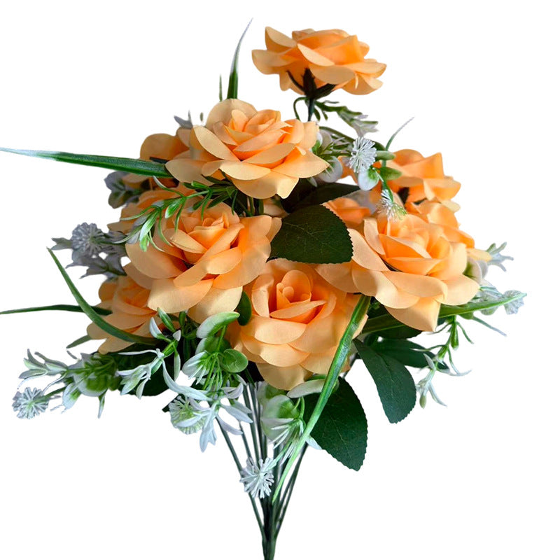 Artificial Rose Bush with 18 Blooms, Modern Style, 16" Tall, Perfect for Weddings, Home Decor, and Events