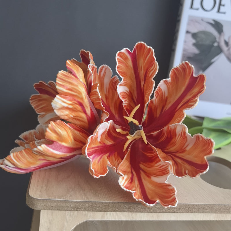 Single Stem Retro Tulip Artificial Flower, 27", Realistic Latex, Indoor/Outdoor Use, Wedding, Home Decor
