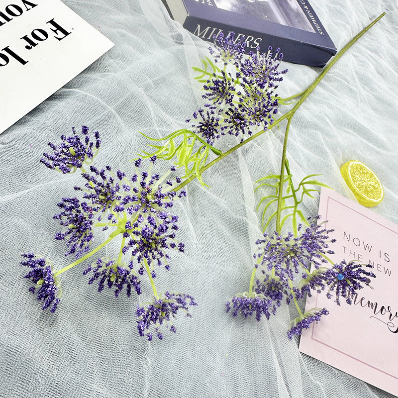 Artificial Lace Flower Stem, 30" Single Stem with 24 Blooms, Realistic Plastic Floral for Wedding Decor & Home Arrangements
