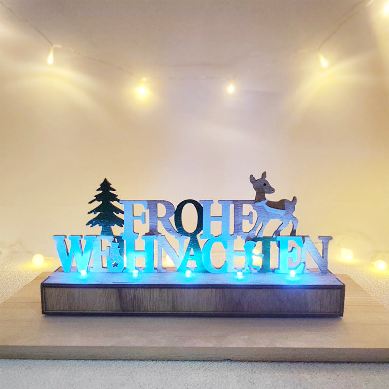 Ornements de lettres de Noël allemands en vrac pour décorations de table en bois phosphorescentes en gros