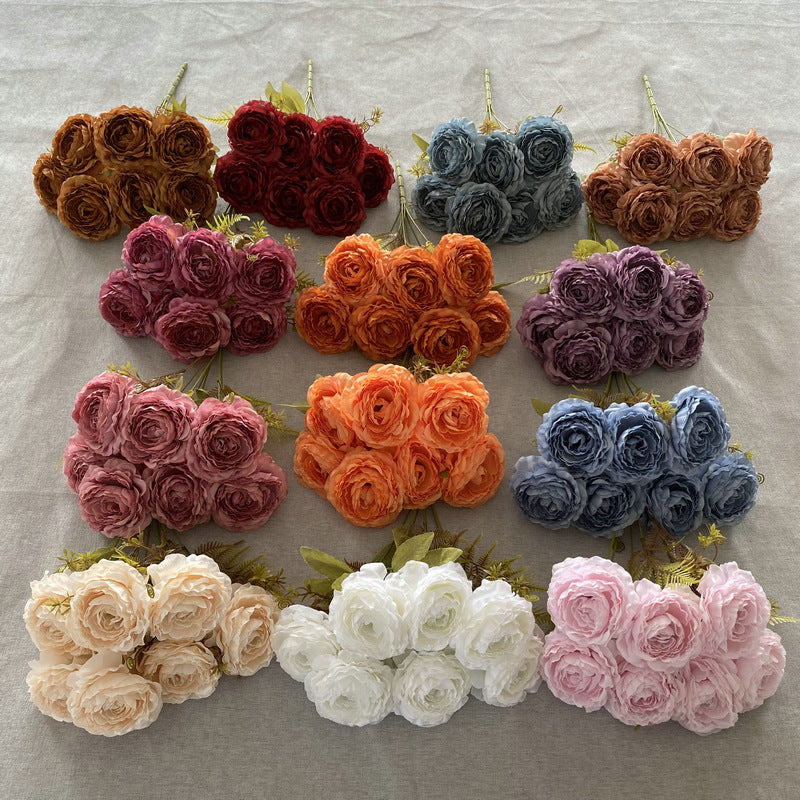 16" Silk Peony Bush with 7 Blooms, Artificial Flowers for Weddings & Home Decor, Realistic Faux Floral Arrangement
