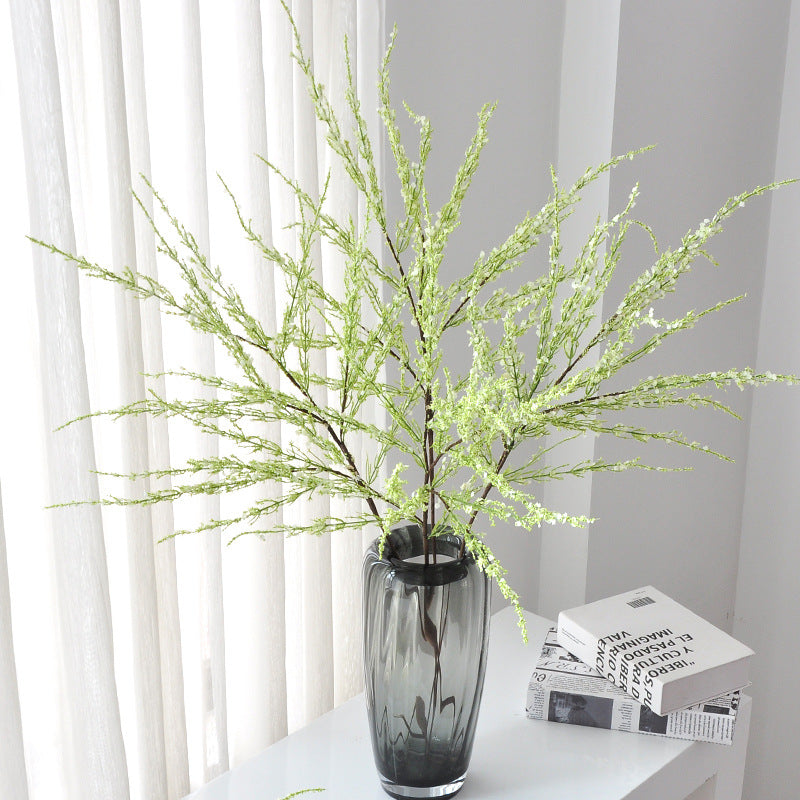 Artificial Snowball Willow Branch, Single Stem Faux Spiraea in White, Silk-Like Fabric, for Wedding, Vase & Home Decor