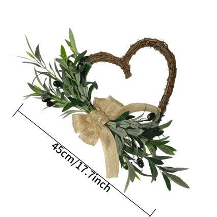 Artificial Olive Leaf Garland, 18" Rustic Vine Wreath for Seasonal Home Decor, Weddings & Events