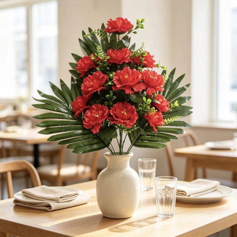 Artificial Peony Flower Bush with 12 Blooms, 20" Silk-Like Faux Floral Arrangement for Weddings, Home & Office Decor