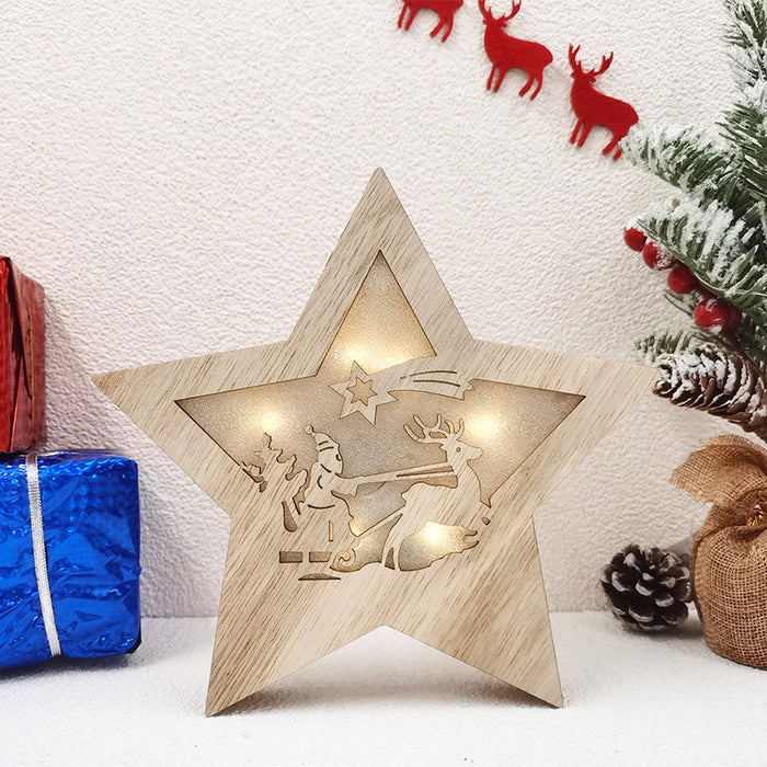 Bulk LED Star with Hollow-out Elk Snowman Hanging Ornaments Wholesale