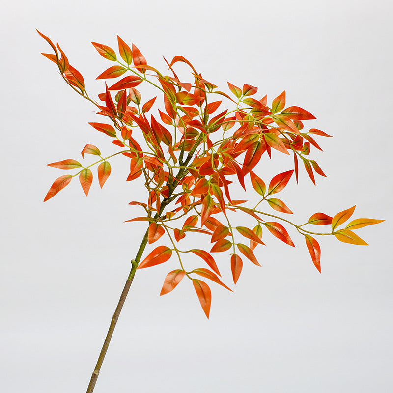 Artificial Nandina Stem, 43" Faux Silk Nandina Leaf Branch for Home Decor, Wedding Centerpieces & Commercial Displays, Single Stem with Bendable Stalk