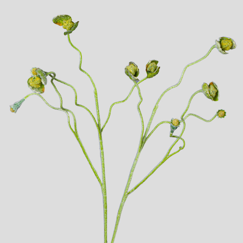 Artificial Poppy Bush with Pods, Faux Silk Fabric Poppy Stem for Vase Arrangements, Wedding & Home Decor, Indoor Outdoor