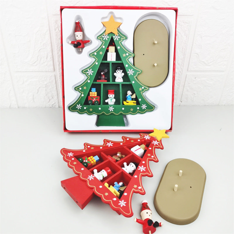 Bulk Plaid Xmas Tree with Dolls Ornaments Sets for Home Desktop Decor Wholesale