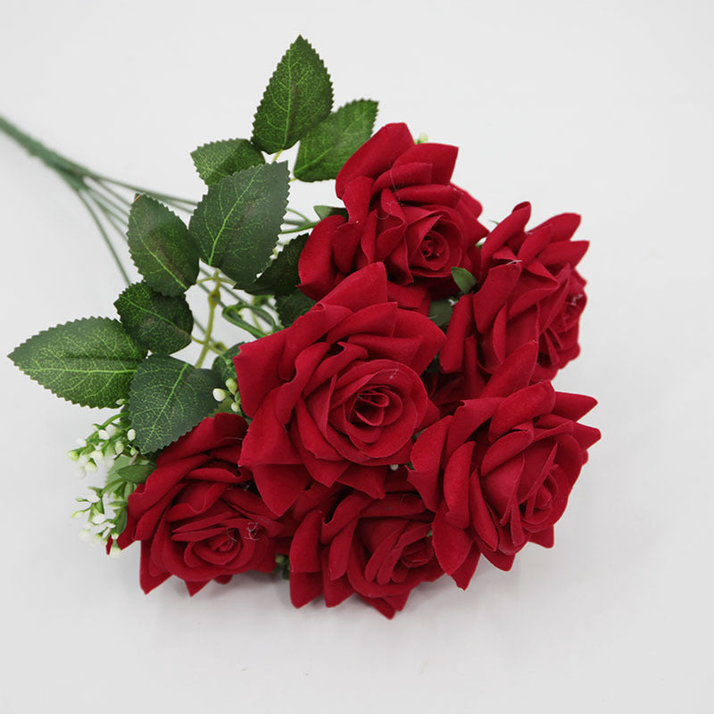 15" Artificial Silk Rose Bush with 7 Blooms, Realistic Faux Floral Arrangement for Home Decor, Weddings & Events