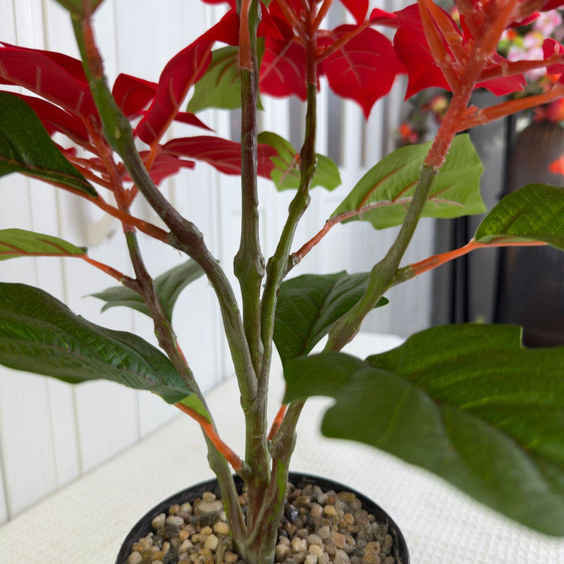 2Pcs Artificial Poinsettias with Pots Christmas Flowers