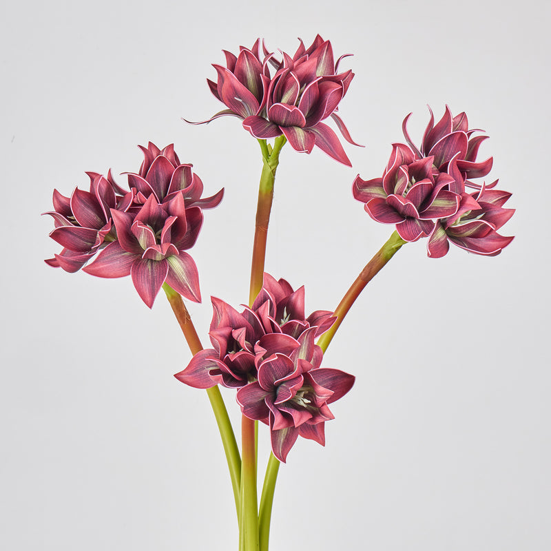 Artificial Clivia Amaryllis Bush with 3 Blooms, 22" Tall Realistic Faux Flowers for Wedding Centerpieces, Home Decor & Commercial Displays