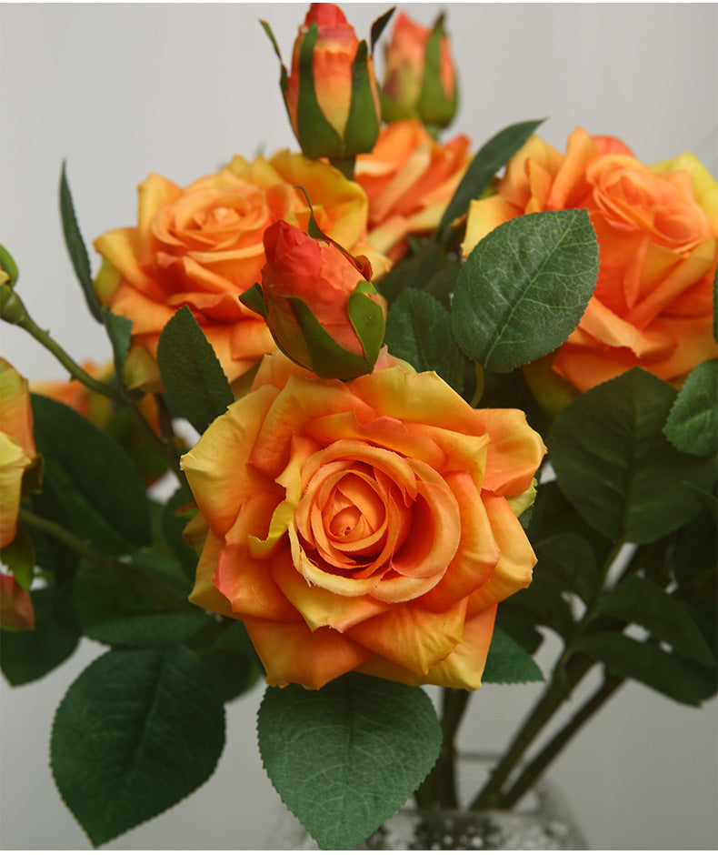 Branche de rosier artificielle au toucher réaliste de 18,5 po en vrac 