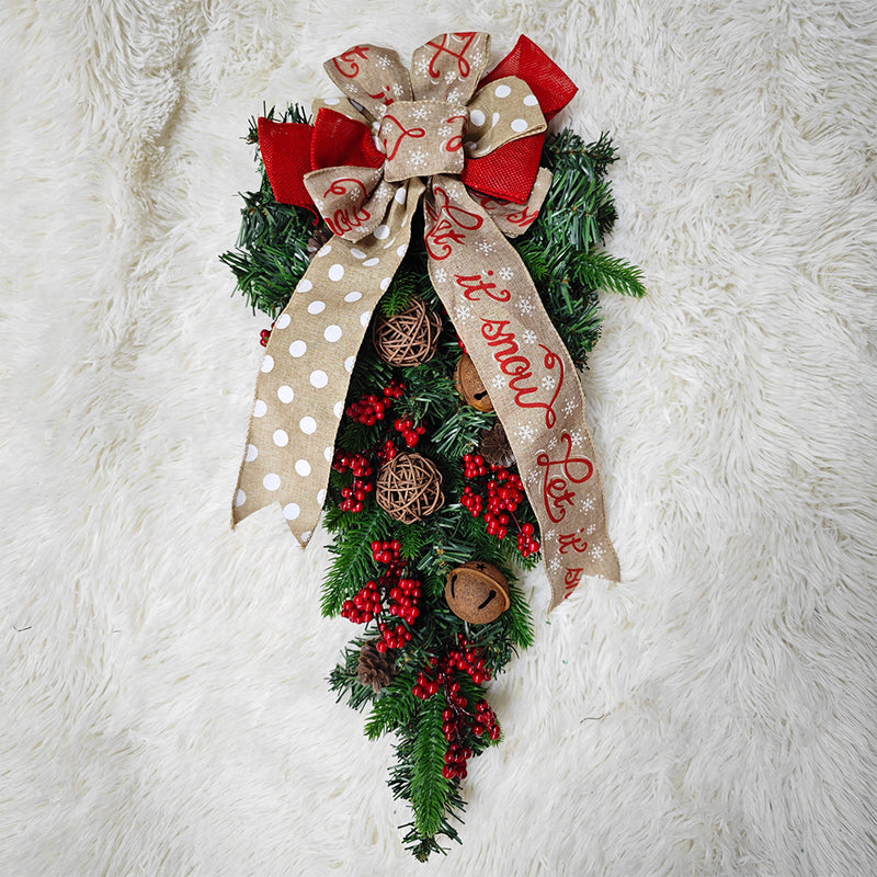 Guirlande de Noël en vrac avec cloche à baies et larme pour escaliers, porte, cheminée, pin artificiel, décoration d'intérieur, vente en gros 