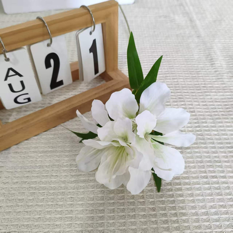 Artificial Azalea Bush with 3 Blooms, 27.5" Silk-like Faux Flowers for Wedding Centerpieces & Home Decor