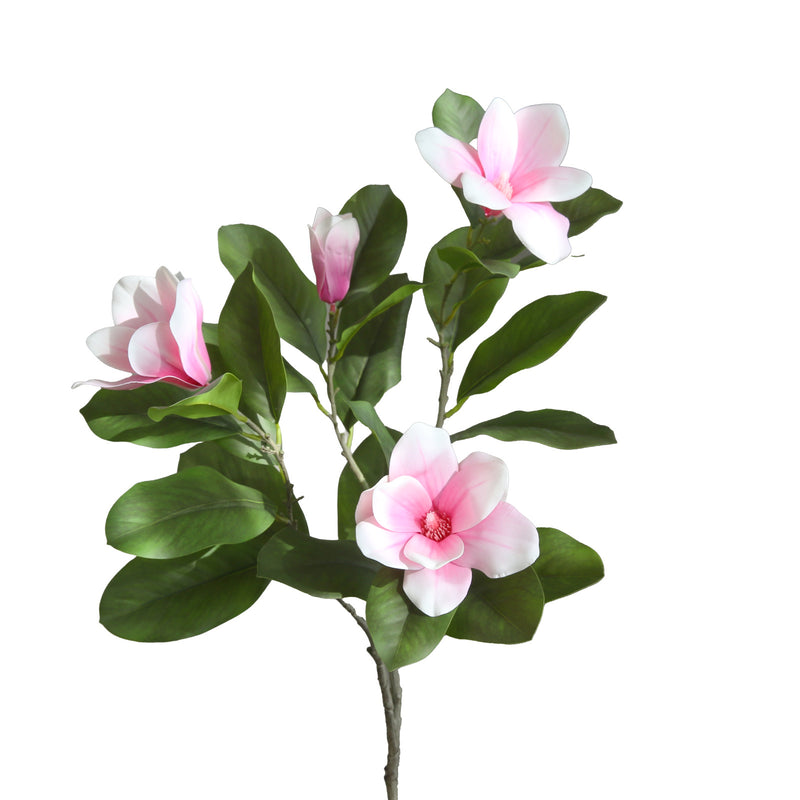 Real-Touch Magnolia Stem, 39" Tall Artificial Flower with 4 Blooms, Luxury Faux Floral for Home Decor, Wedding Centerpieces & Commercial Displays