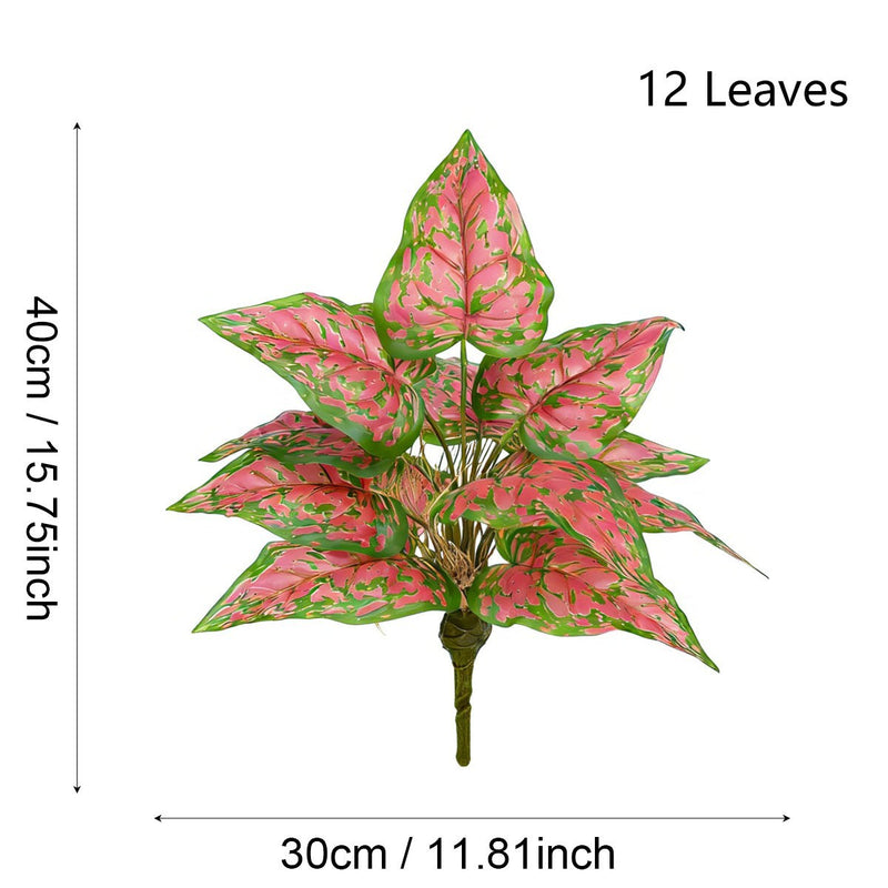 Artificial Croton Bush, 16" Faux Plastic Croton Plant for Home Decor, Wedding Centerpieces, Office & Commercial Spaces