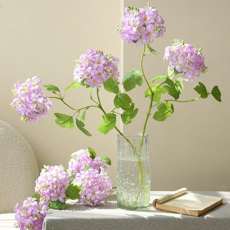 Single Stem Hydrangea Artificial Flower, 28" Height with 2 Blooms, Silk-Like Fabric, for Home Decor, Weddings, and Commercial Spaces