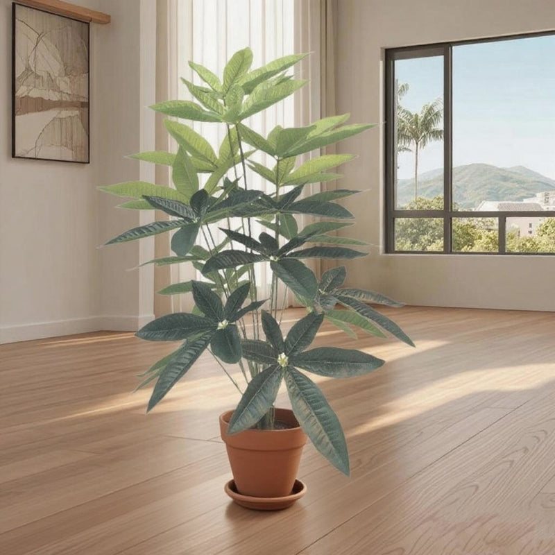 30" Artificial Money Leaf Bush, Realistic Faux Greenery for Home Office Decor, Modern INSPO Style