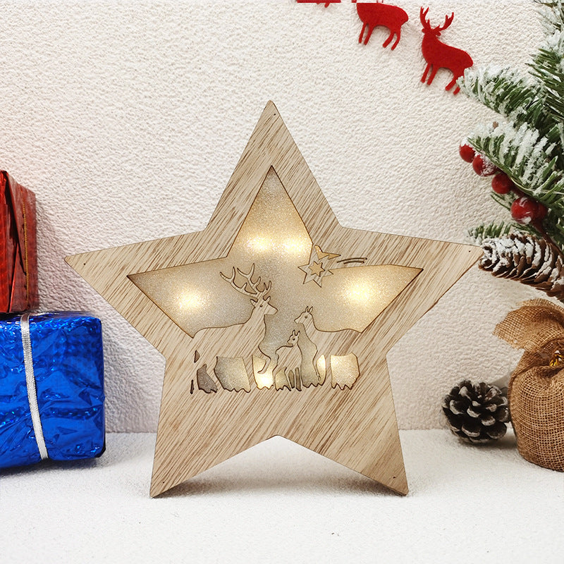 Bulk LED Star with Hollow-out Elk Snowman Hanging Ornaments Wholesale