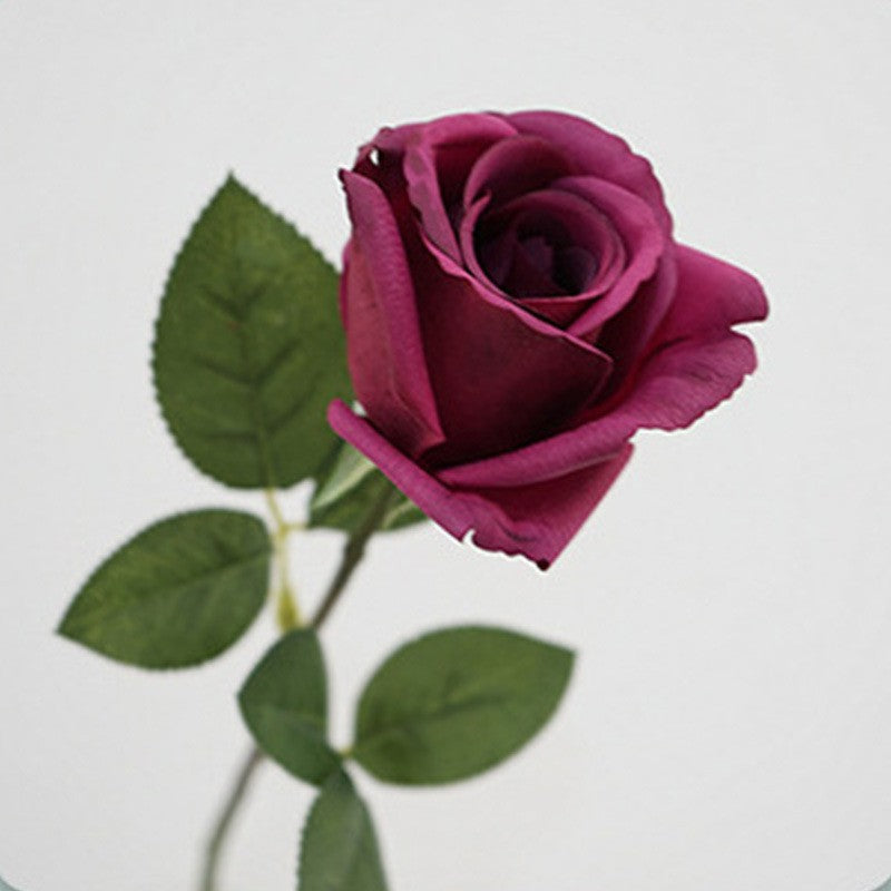 19" Single Stem Faux Silk Rose, Realistic Artificial Flower for Home Decor, Weddings & Events