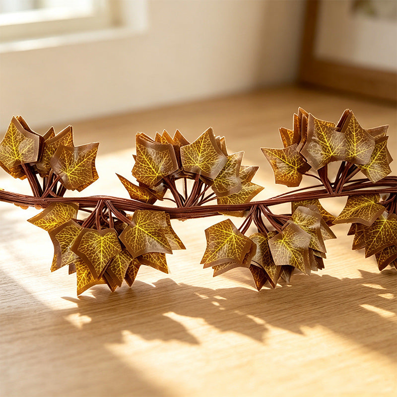 Artificial Fall Maple Leaf Garland, 12-Pack, Indoor Outdoor Thanksgiving Home Decor