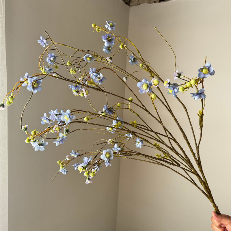 52" Single Stem Pearl Spiraea & Delphinium Artificial Flower, Silk Material, Wedding, Outdoor, Home Decor