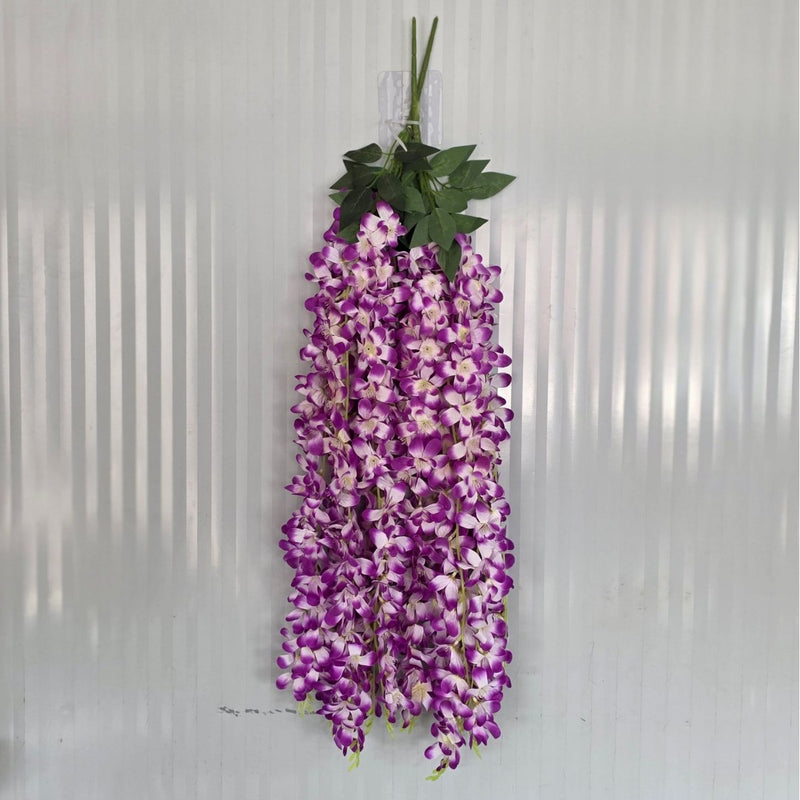 Artificial Wisteria Vine Garland, 33.5" Faux Purple Floral Hanging Decor for Weddings, Home, and Events