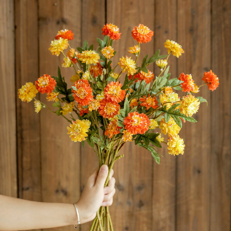 Icelandic Daisy Artificial Flowers, 20" Realistic Silk Bush for Home Decor, Weddings, Outdoor Events, Set of 8 Blooms, Bendable Stems, Allergy-Friendly (Champagne/Orange/Red/Yellow)