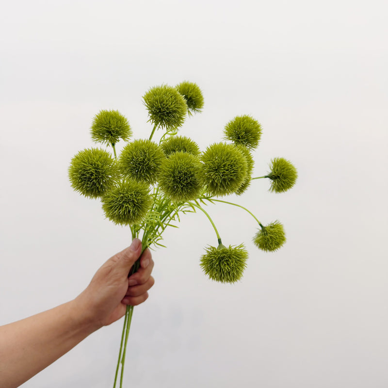 Artificial Green Dianthus Bush with 5 Blooms, PU Faux Flower Pick, Rustic Woodland Floral for Weddings, Vase Arrangements & Home Decor