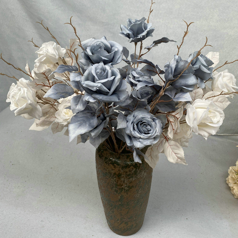 Artificial Alice Rose Stem, Single Stem with 2 Blooms, 31" Long, Silk-Like Fabric, for Weddings & Home Decor