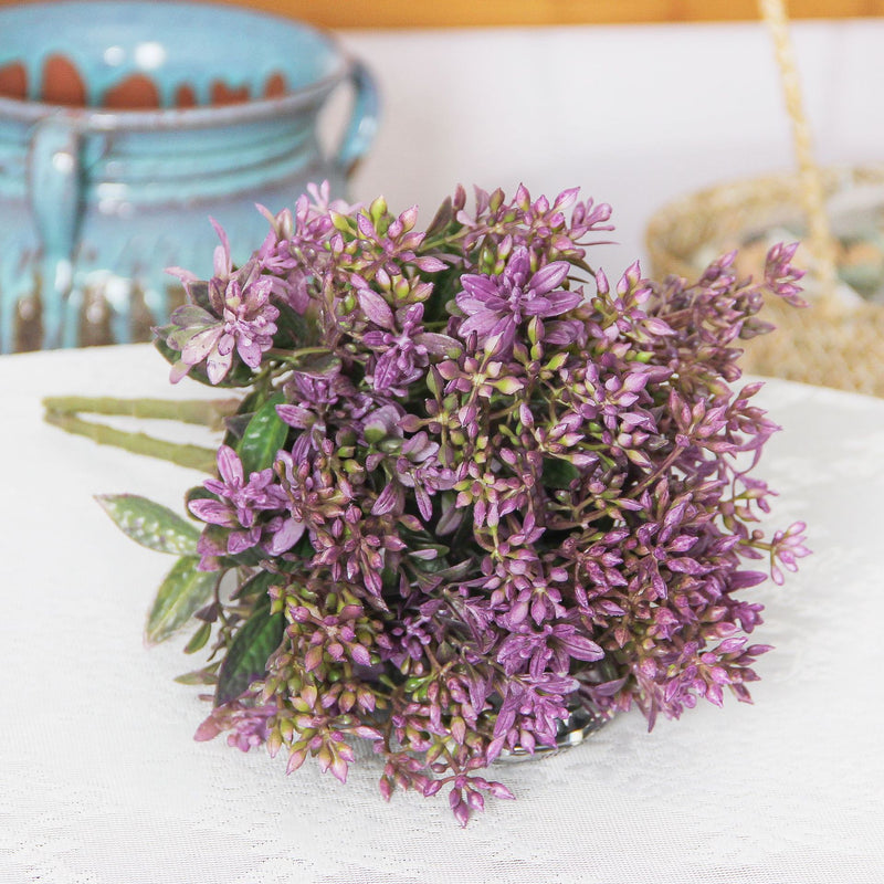 Artificial Kalanchoe Bush with 15 Blooms, Faux Flowering Plant Stem for Vases, Wedding & Home Decor