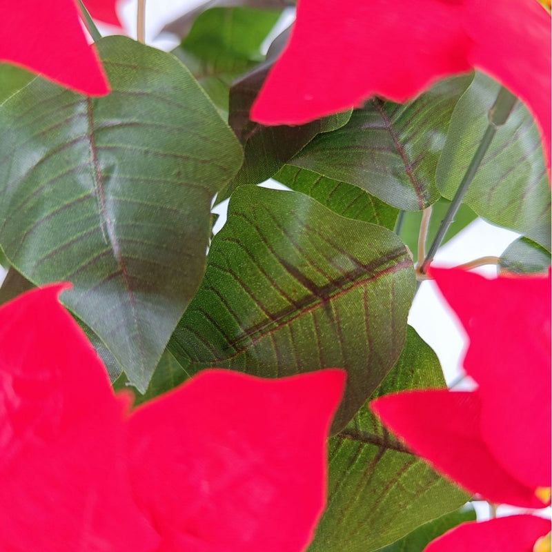 20" Artificial Poinsettia Bush with 12 Blooms, Silk-Like Faux Flowers for Christmas, Weddings & Home Decor