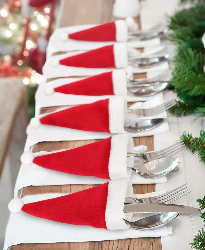 Bulk 10Pcs Mini Christmas Knife and Fork Covers for Dinner Table Wholesale