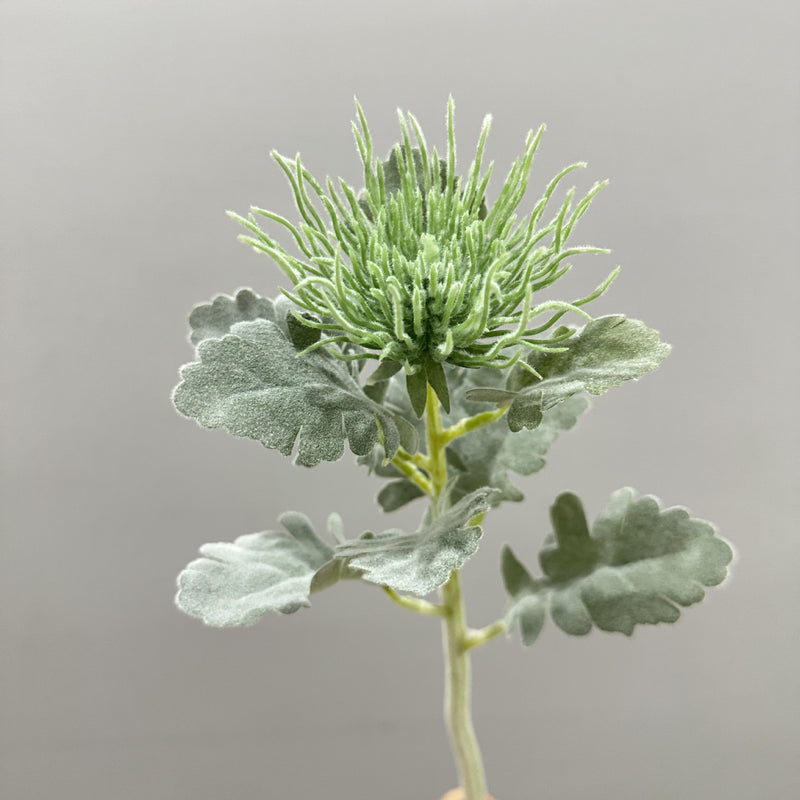 15" Artificial Eryngium Single Stem, Faux Sea Holly Flower with 3" Bloom, Realistic Silk-Like Fabric for Wedding Centerpieces, Home Decor