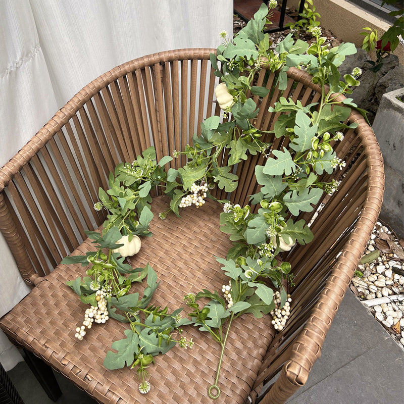 Artificial Chrysanthemum Leaf Garland Vine, Faux Silk Greenery Hanging Vine, Bendable Stems for Wedding, Home & Holiday Decor