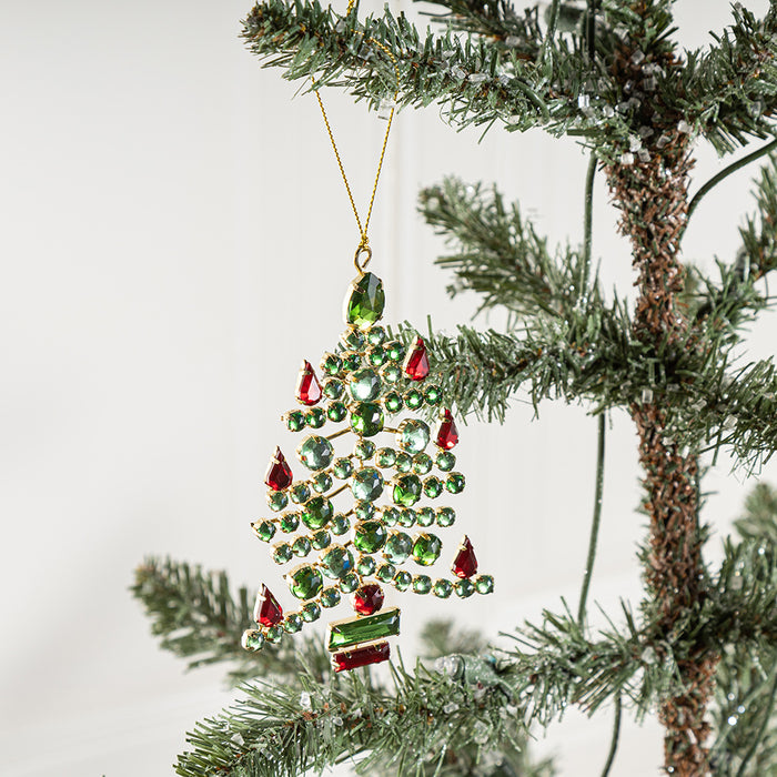 Bulk Christmas Tree Ornaments Acrylic Red Green Gemstone Hanging Decoration Xmas Gift Wholesale