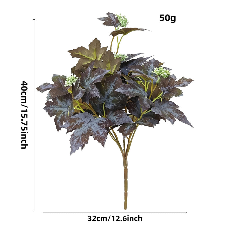Artificial Maple Leaf Bush, 18.5" Fall Foliage Spray for Home Decor, Weddings, and Commercial Styling