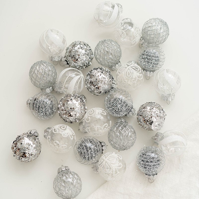 Bulk 25pcs Glitter Christmas Balls Ornaments Golden Hanging Ornaments Wholesale