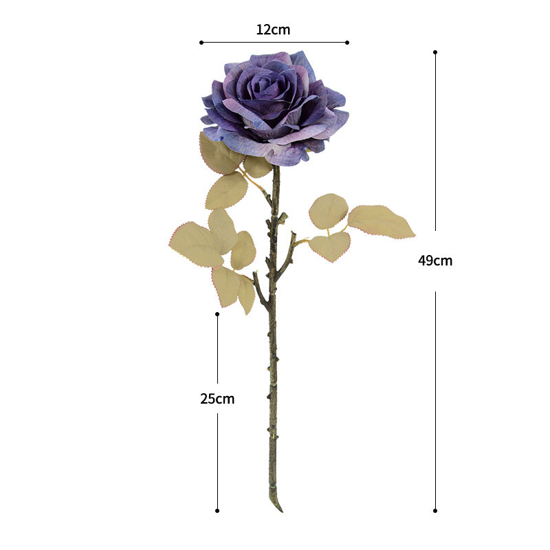 3 Stem Faux Silk Rose, 12" Flower Head, 19" Overall Length, Perfect for Weddings, Home Decor, and Events