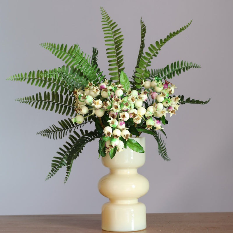 Artificial Pomegranate Fruit Bush with 14 Blooms, 10" Length, Plastic, Indoor/Outdoor Decor