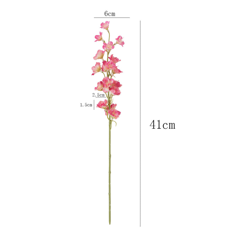 Artificial Larkspur Single Stem with 16 Blooms, 16" Silk-Like Floral for Home Decor & Weddings