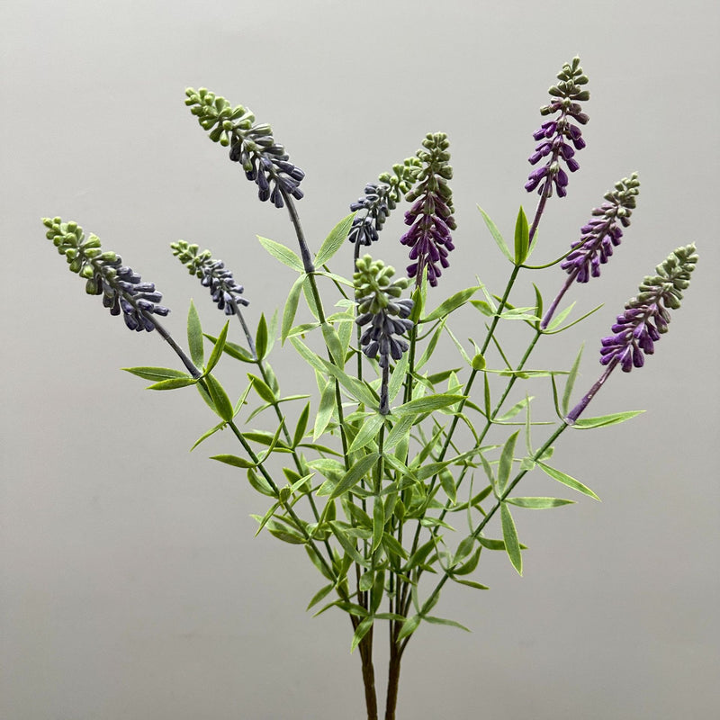 Artificial Lavender & Hyacinth Bush with 5 Blooms, 19" Tall, Realistic Plastic Faux Flowers for Home Decor, Weddings & Events