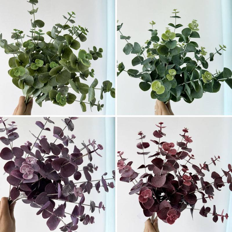 Set of 3 Eucalyptus Stems, Artificial Foliage for Home Decor, Weddings, and Seasonal Arrangements, 18" Tall